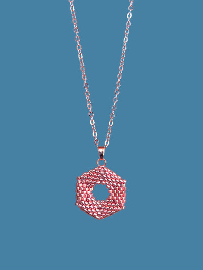 "Celestia Rose Gold" Hexagon Rose Gold Pendant Necklace