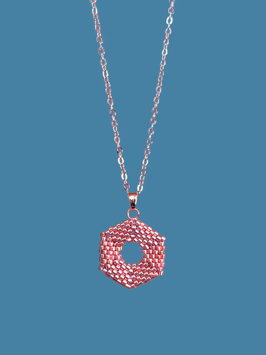 "Celestia Rose Gold" Hexagon Rose Gold Pendant Necklace