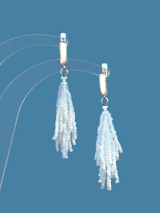 "Alba Frost" Snow White Satin Earrings