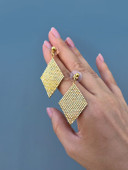 "Aria Gold" Rhombus Gold Stud Earrings