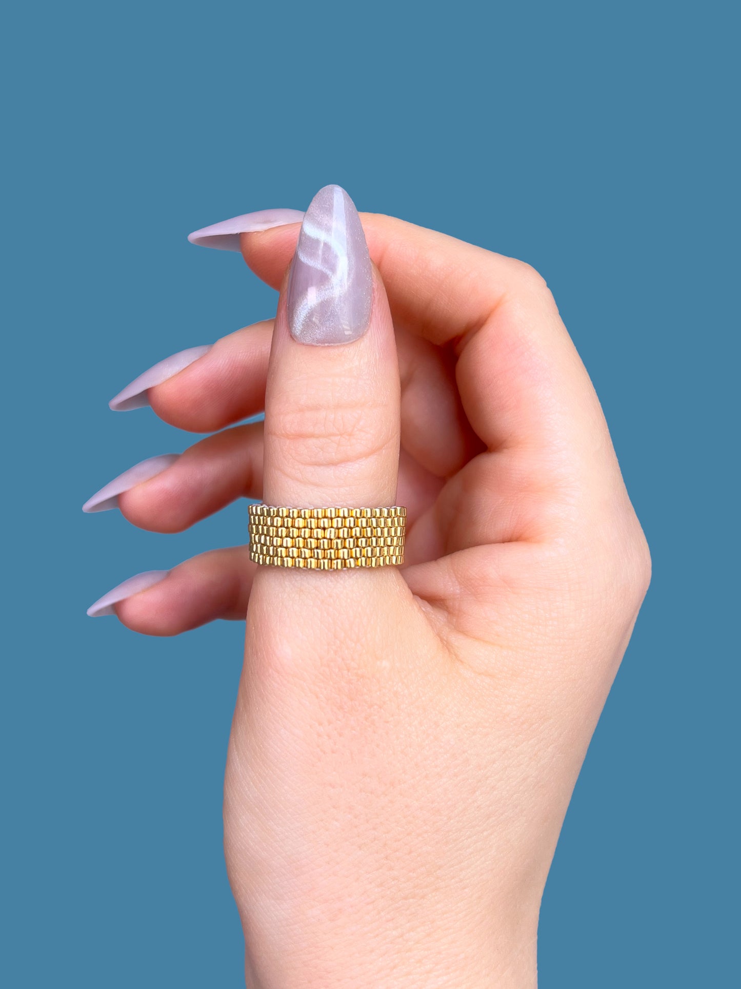 "Lustre" Gold Seed Bead Ring