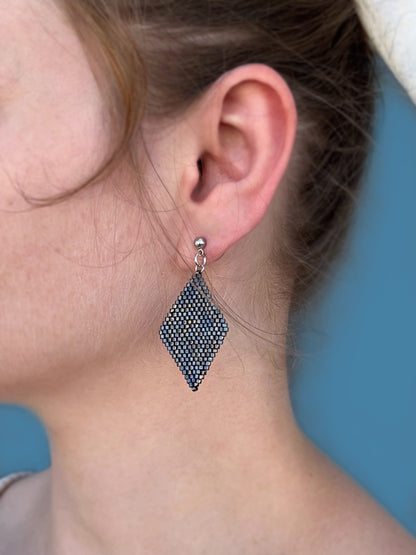 "Aria Dark" Rhombus Gunmetal Stud Earrings