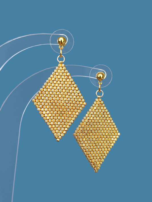 "Aria Gold" Rhombus Gold Stud Earrings