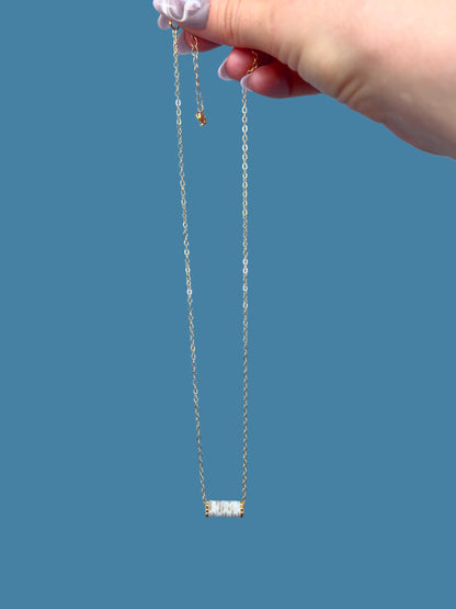 "Ivory" Creamy White Satin Tube Pendant Necklace