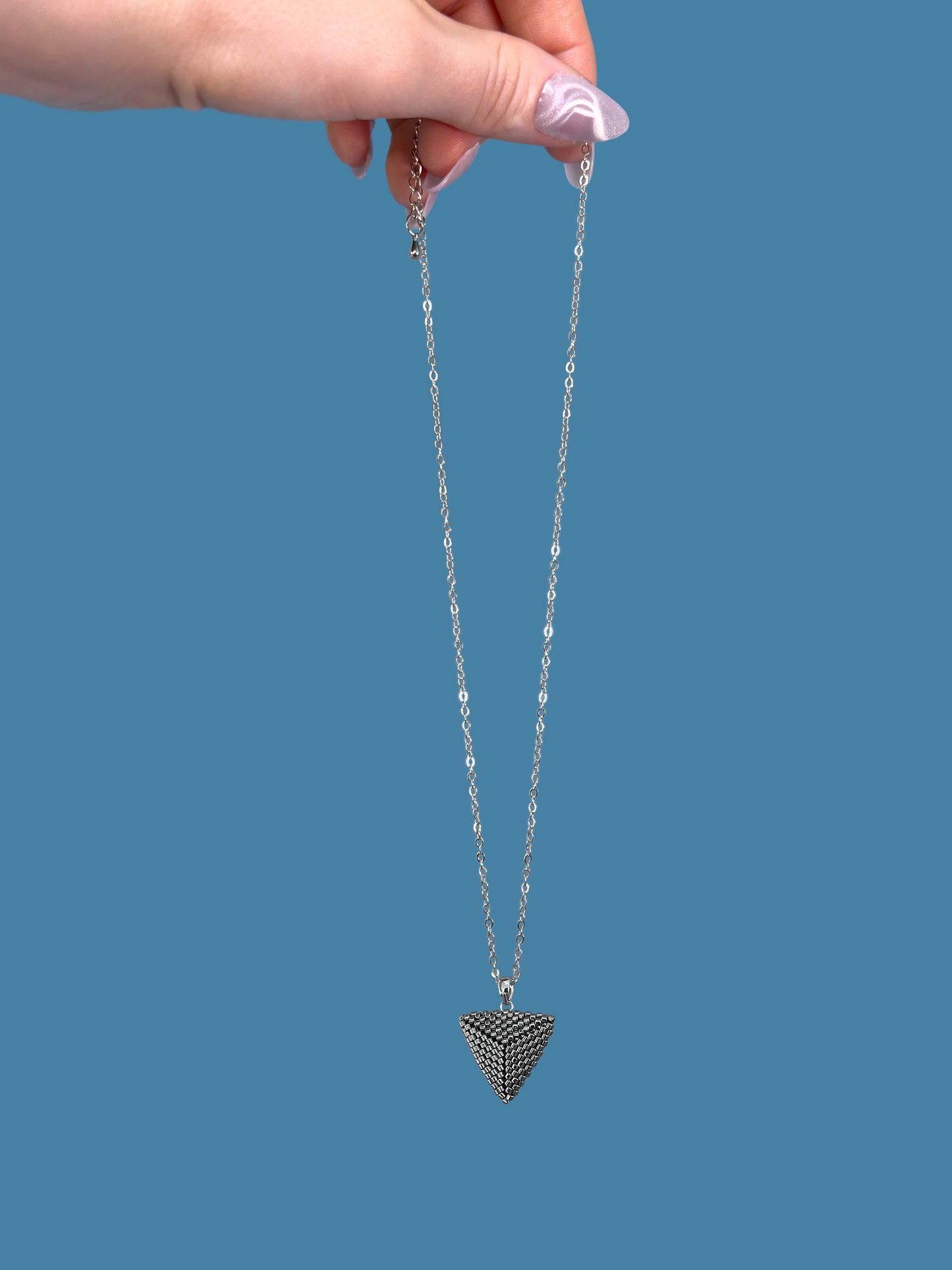 "Astra Silver" Dark Silver Triangle Pendant Necklace
