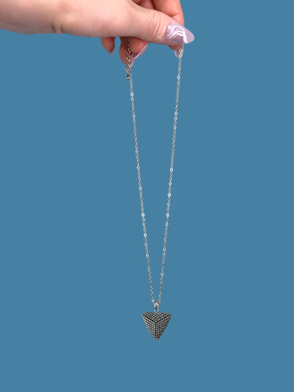 "Astra Silver" Dark Silver Triangle Pendant Necklace