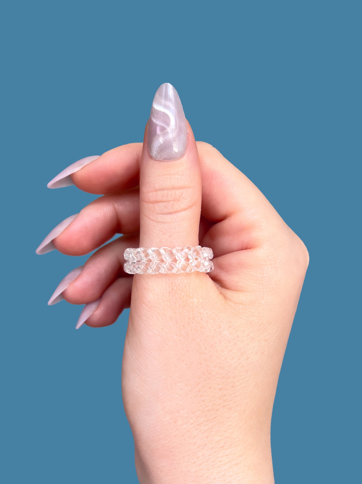 "Crystal" Clear Braid Beaded Ring