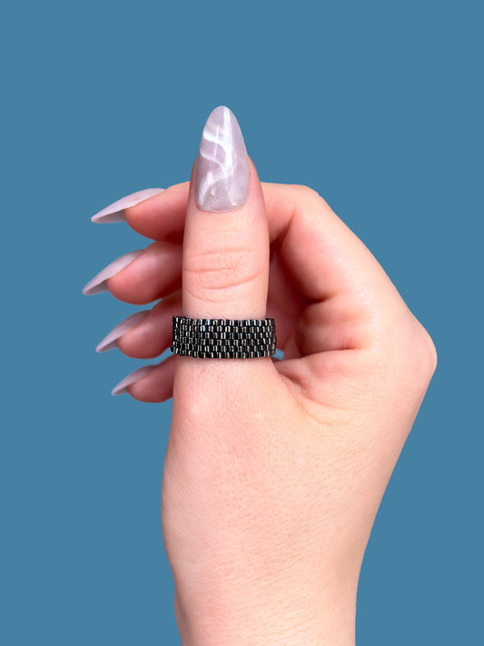 "Ash" Gunmetal Seed Bead Ring