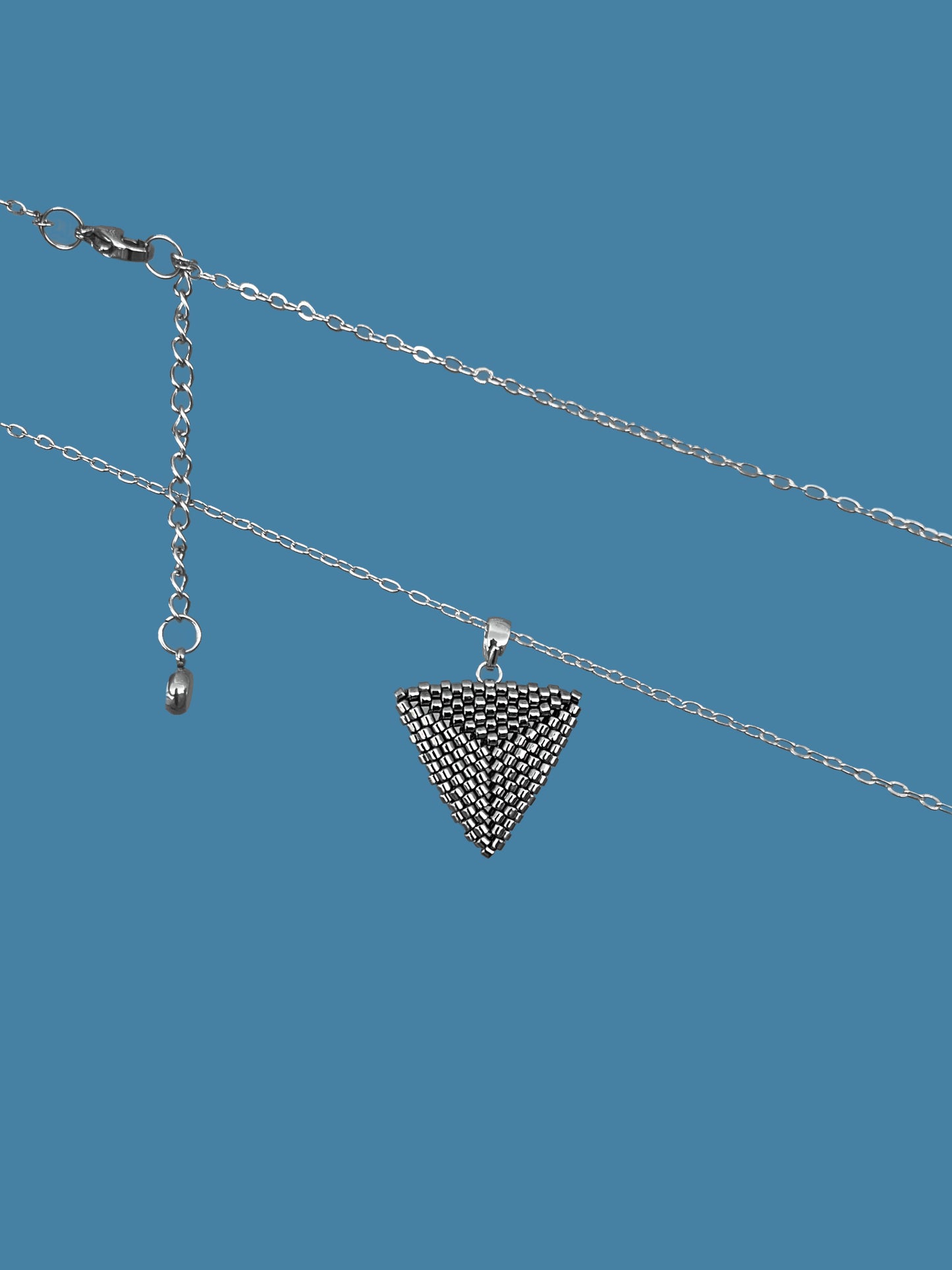 "Astra Silver" Dark Silver Triangle Pendant Necklace