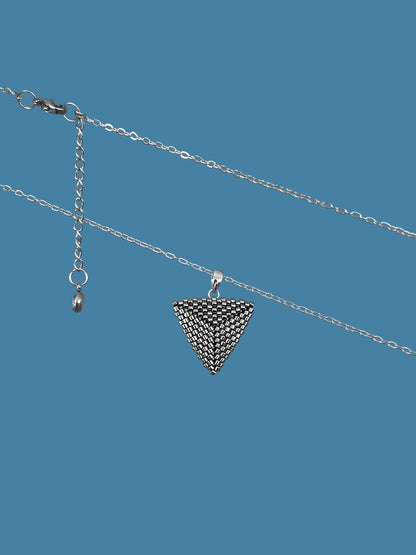 "Astra Silver" Dark Silver Triangle Pendant Necklace