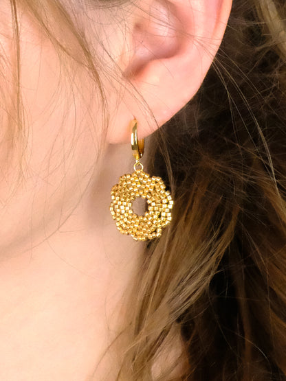 "Fleur Gold" Dangle Flower Gold Plated Earrings