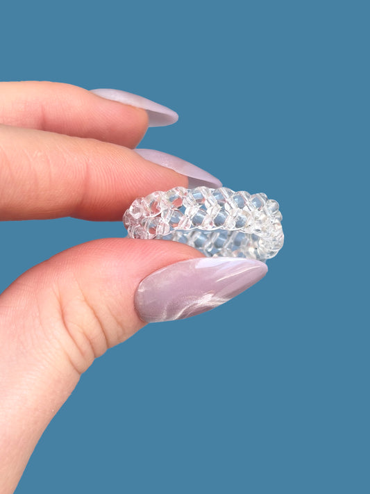 "Crystal" Clear Braid Beaded Ring