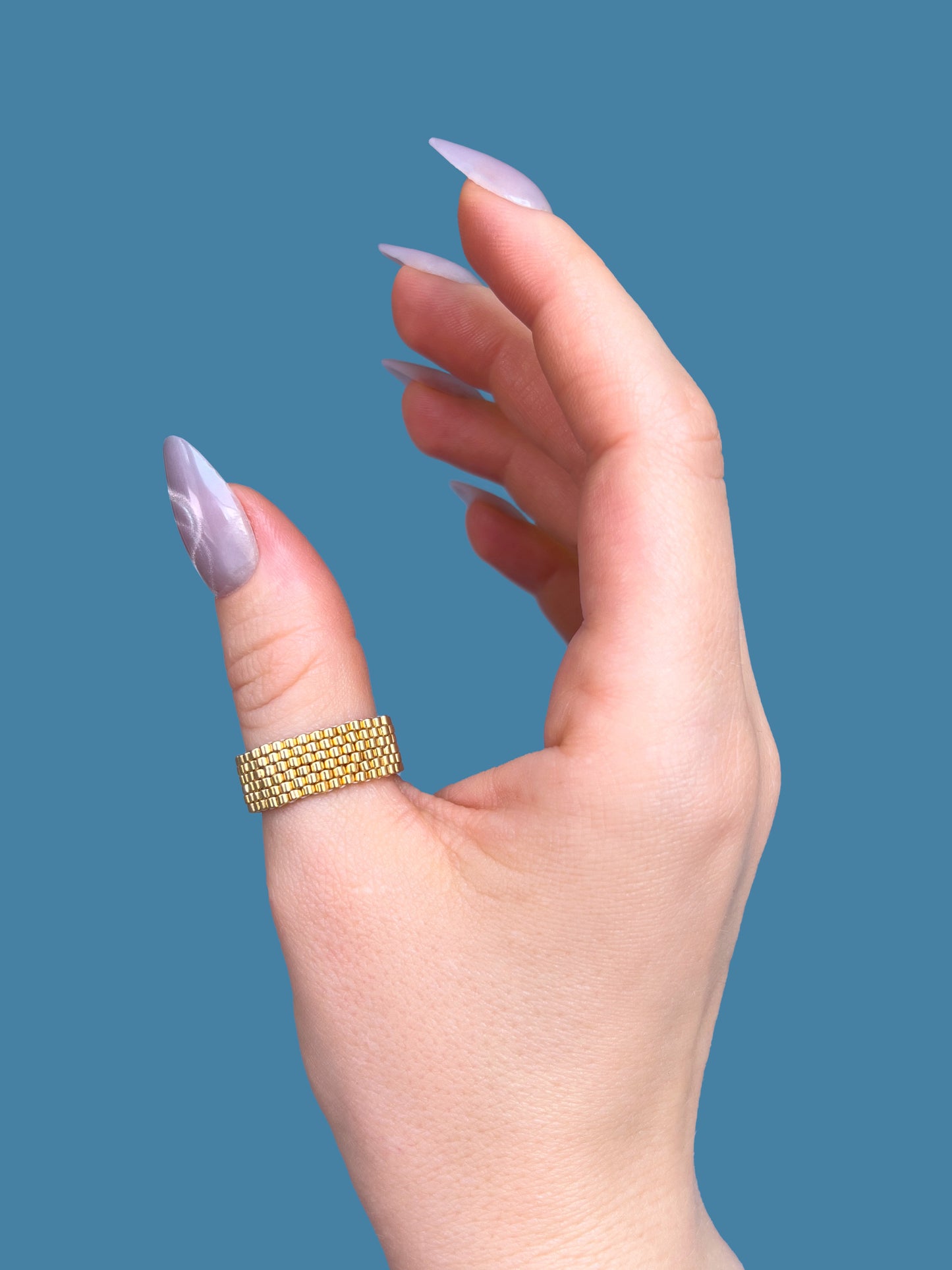 "Lustre" Gold Seed Bead Ring