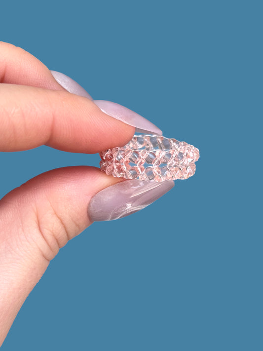 "Rosaline" Pink Braid Beaded Ring