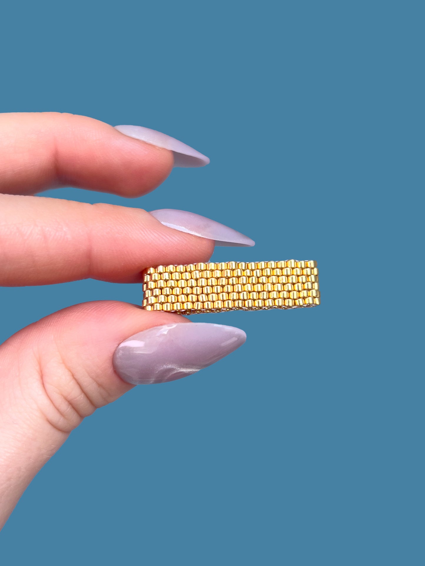 "Lustre" Gold Seed Bead Ring