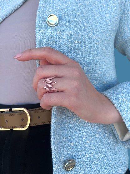 "Vivienne" Crown Rose Gold Seed Bead Ring