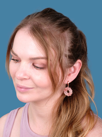 "Fleur Rose Gold" Dangle Flower Rose Gold Earrings