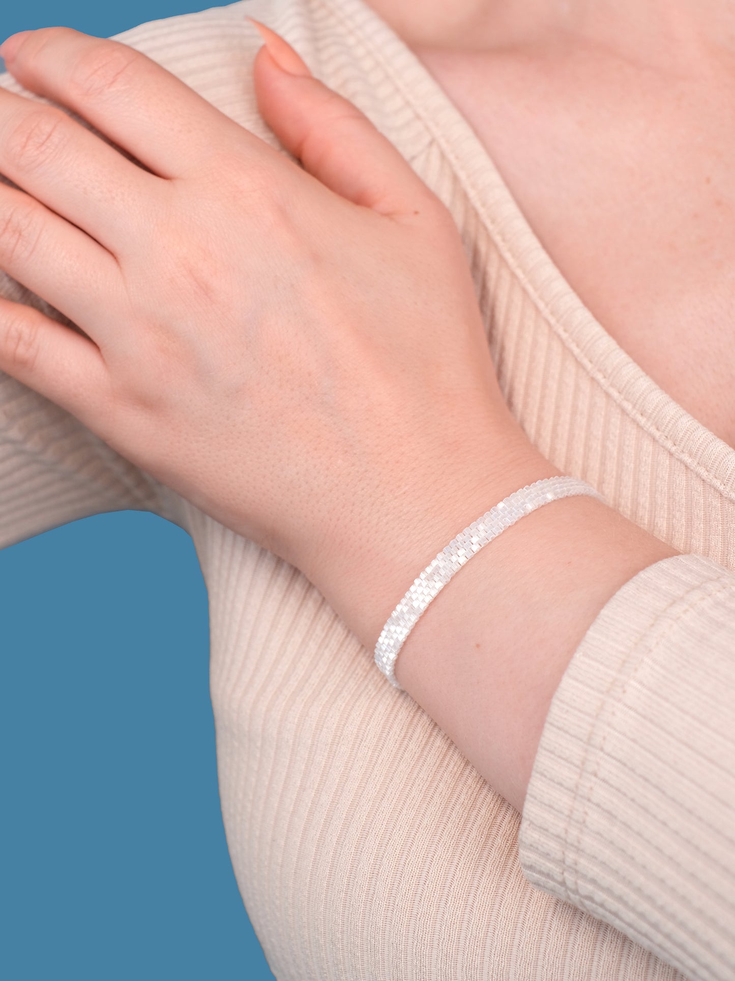 "Eira Thin" Snow White Satin Bracelet