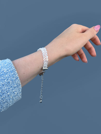 "Crystal" Snowflake White Satin Lace Bracelet