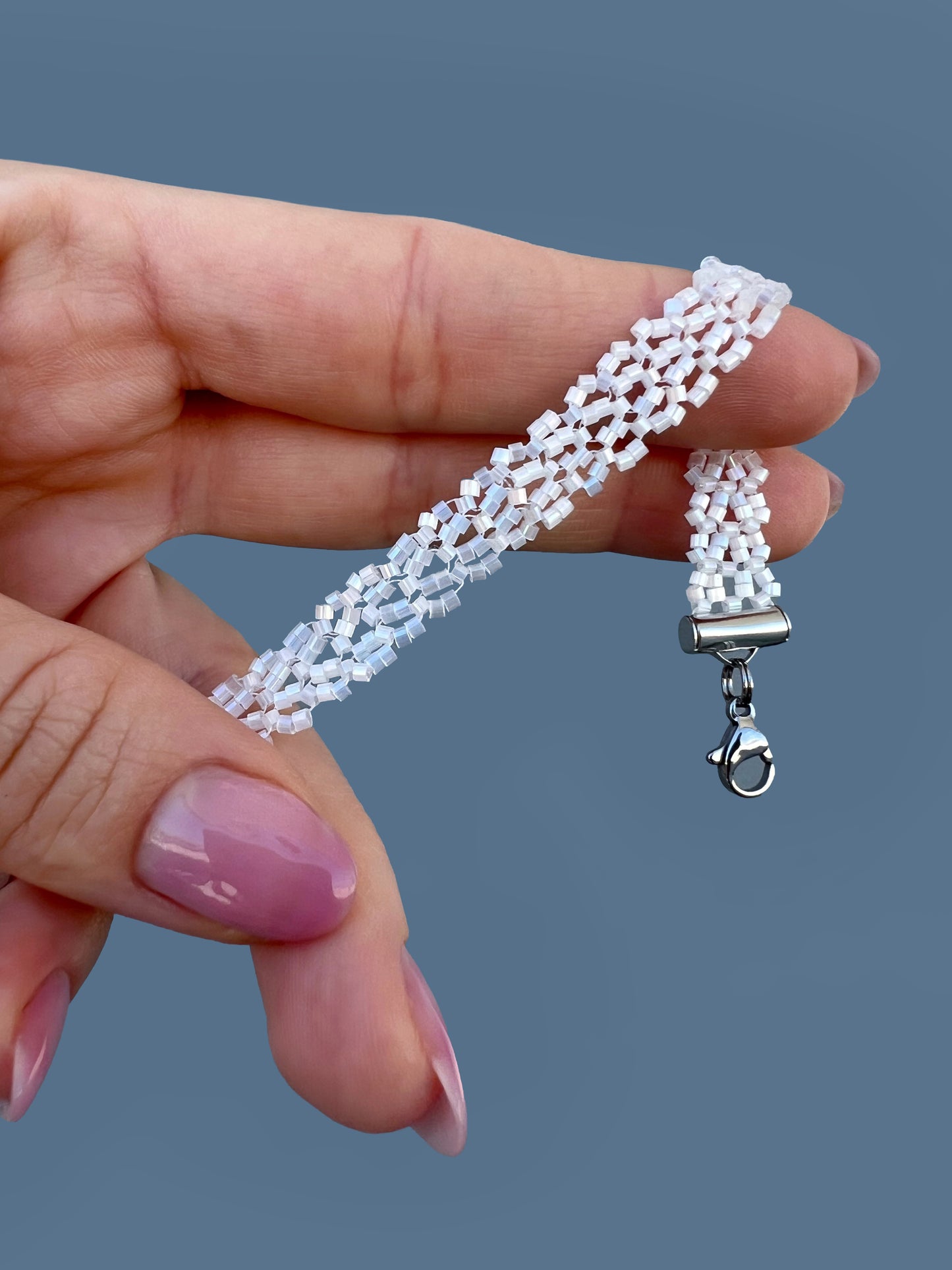 "Crystal" Snowflake White Satin Lace Bracelet