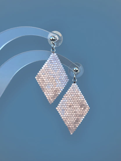 "Aria Blush" Rhombus Pink Satin Stud Earrings