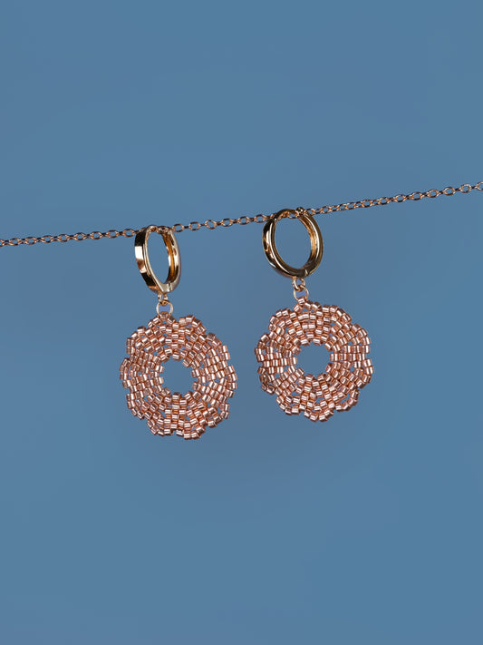 "Fleur Rose Gold" Dangle Flower Rose Gold Earrings