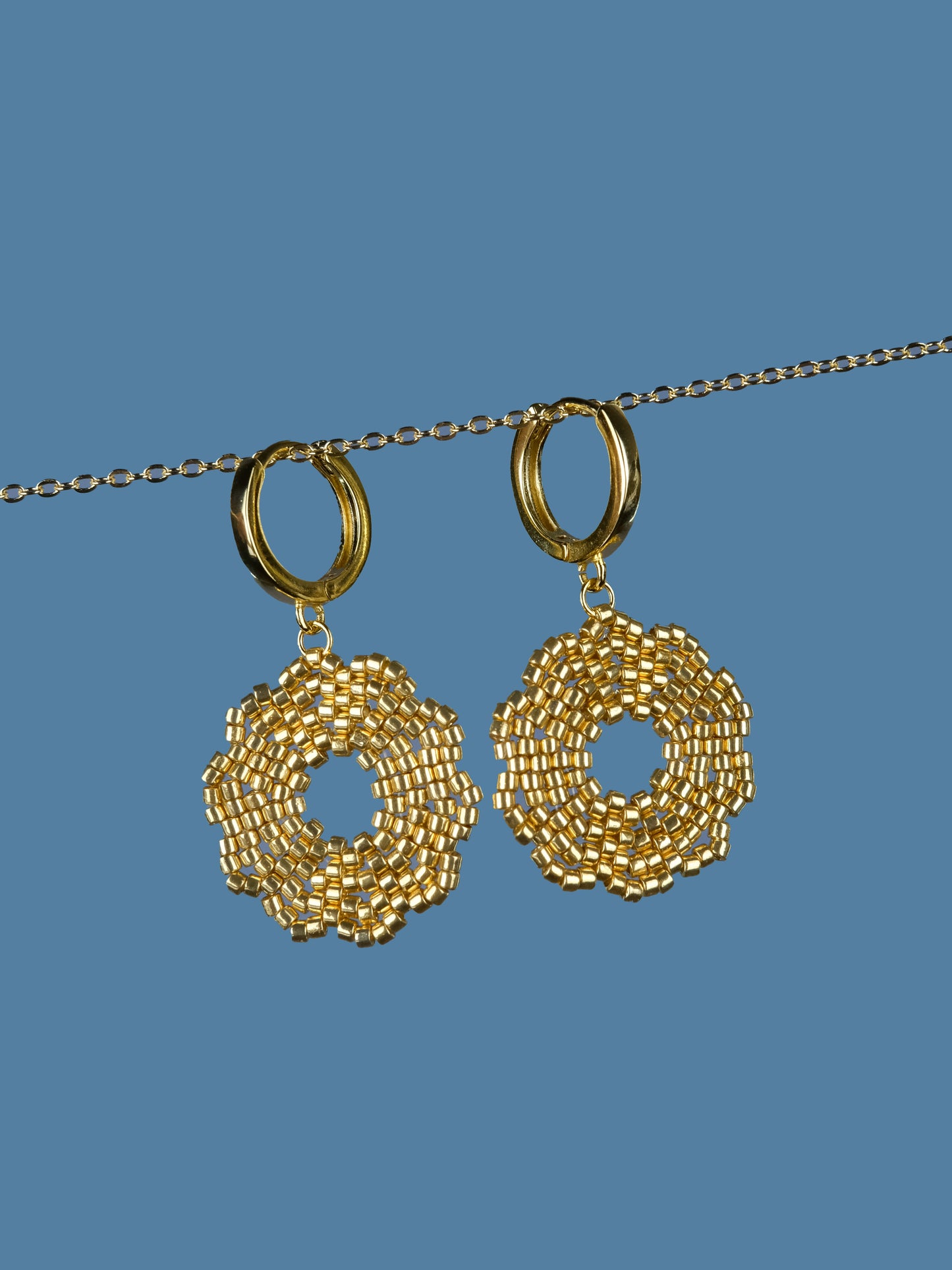 "Fleur Gold" Dangle Flower Gold Plated Earrings