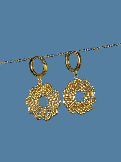 "Fleur Gold" Dangle Flower Gold Plated Earrings