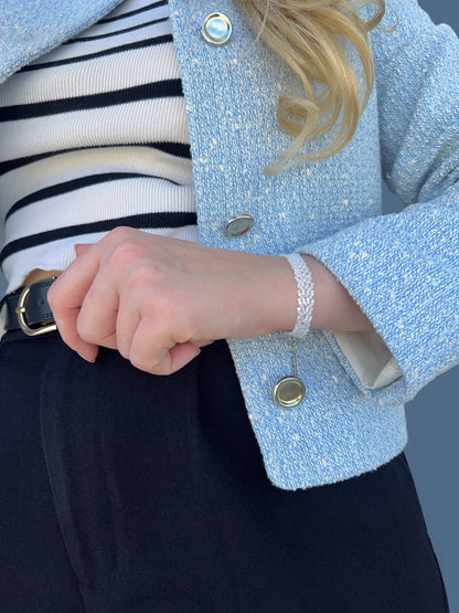 "Crystal" Snowflake White Satin Lace Bracelet