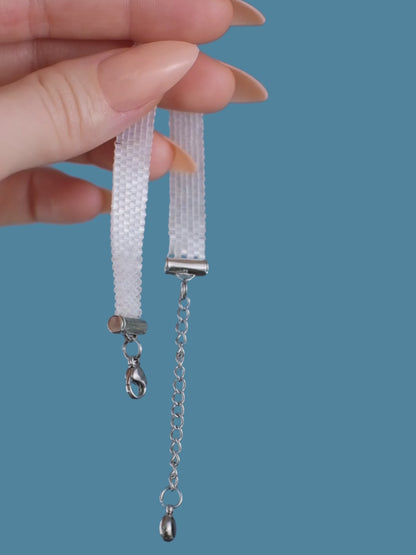 "Eira Wide" Snow White Satin Bracelet